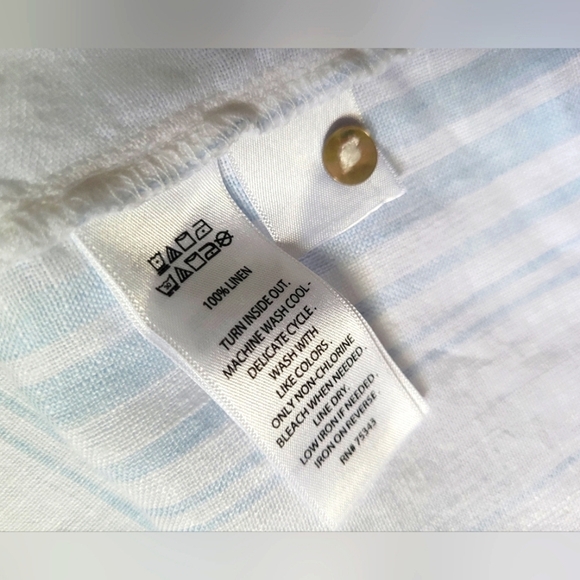White and Blue Striped Button-Up Shirt - Picture 7 of 8